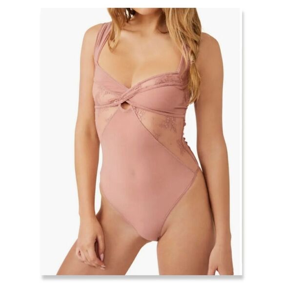 NWT/NWOT Free People Sheer Things Lace Trim Mesh Bodysuit - Picture 2 of 9